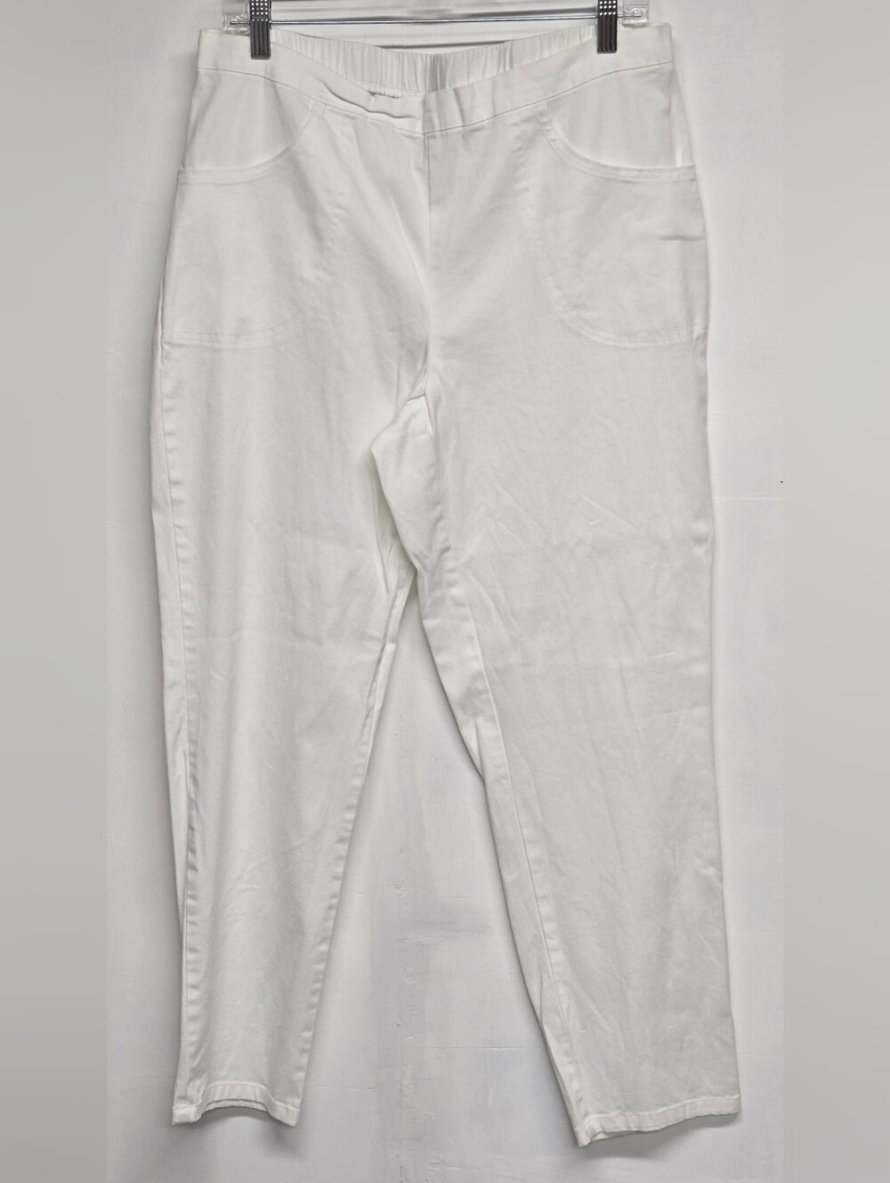 White Stag L 12-14 White Pants Partial Elastic Waiat Pockets Classic Fit